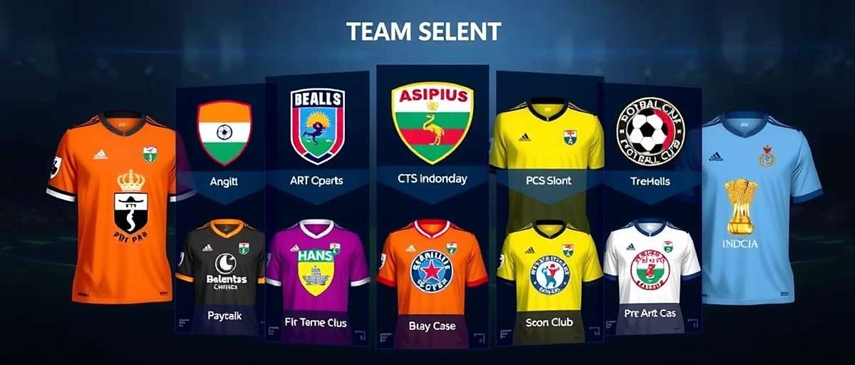 Goa Football Phenom Team Selection Goa Football Phenom team selection screen showing various Indian football clubs with their official logos and kits